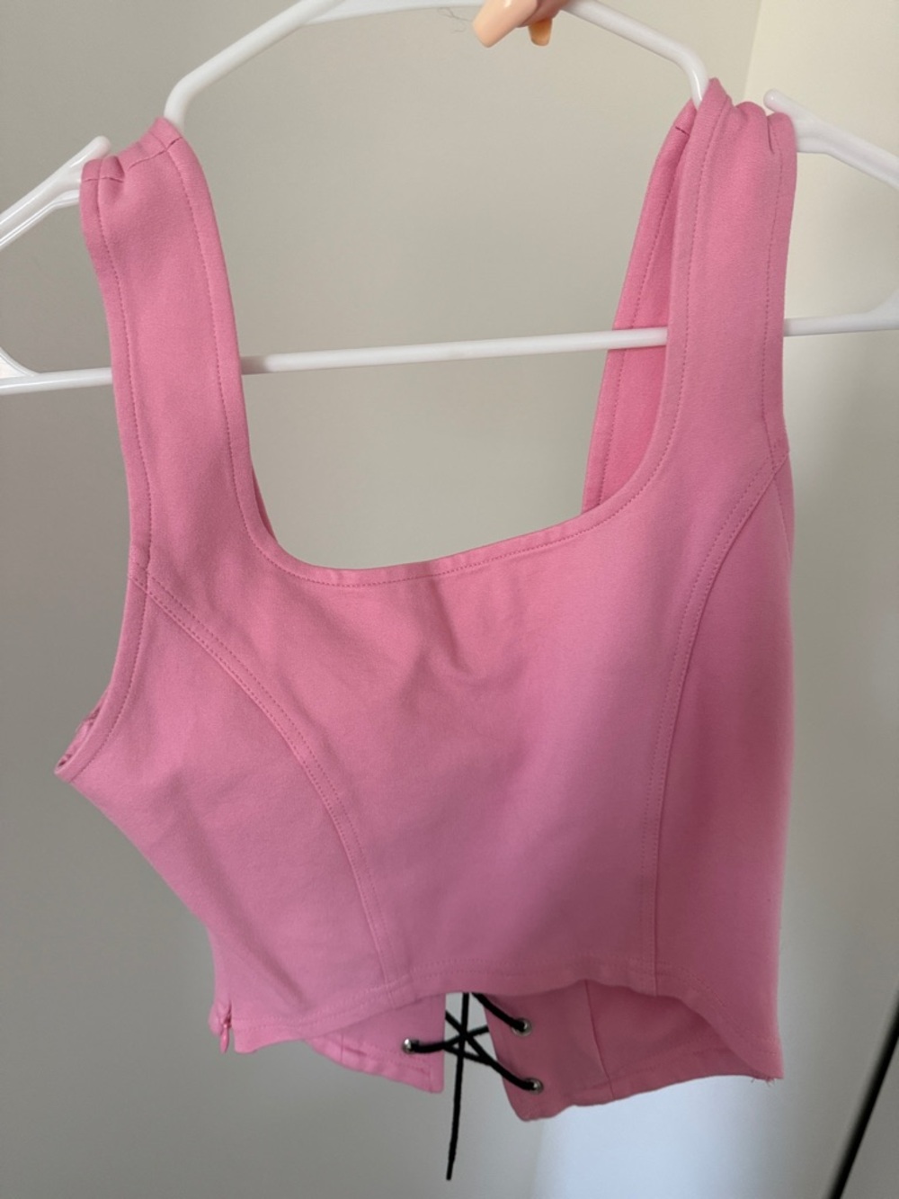 I.AM.GIA Pink Lace-Up Corset Crop Top with Black Ties - Picture 3 of 3